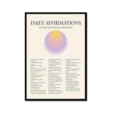Imagem de Impressão de pôster de arte de parede com citações diárias de afirmação positiva gradiente aura pintura estética impressões de sala de estar decoração de casa (SKU2,20,3 x 30,5 cm = (20 x 30 cm