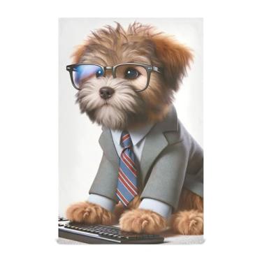 Imagem de Joisal Toalhas de prato de flores para decoração de cozinha cachorrinho terrier desgrenhado cachorro toalha de mão panos de prato fofos panos absorventes de secagem rápida 45 x 71 cm, pacote com 6