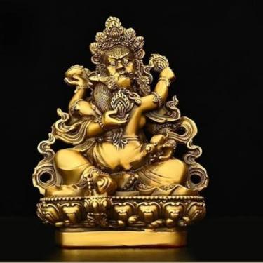 Imagem de FENNYYAR Escultura de estátua de Buda da divindade vermelha atraída pela riqueza, 15 cm, decoração de casa