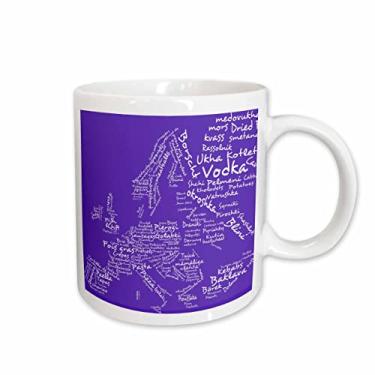 Imagem de 3dRose mug_57516_1 Caneca de cerâmica com mapa de comida de tipografia roxa da Europa feita a partir de palavras de alimentos locais de diferentes países", 325 ml, multicolorida