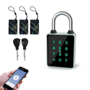 Imagem de VBESTLIFE Cadeado de Impressão Digital Com Backup de Chave, Fechadura de Portão de Combinação Inteligente Externa à Prova D'água Com 3 Cartões IC, 5 Maneiras de Desbloqueio de Cadeado