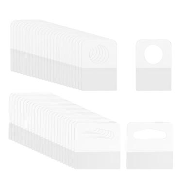 Imagem de PATIKIL Abas para pendurar 0,9 x 1,3/1,5 x 1,5 polegadas, 120 peças de etiquetas transparentes para pendurar abas autoadesivas, etiquetas de orifício de fenda para lojas de varejo, expositores