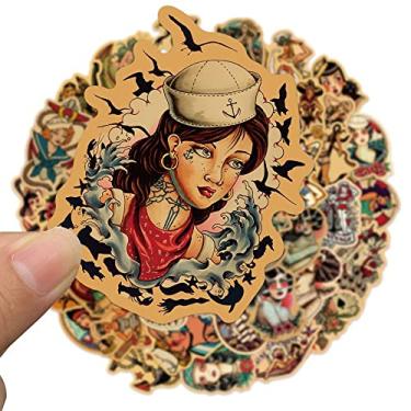 Imagem de 100 peças de adesivos vintage, retrô menina marinheira pacote de adesivos para adultos e homens, vinil impermeável retrô sexy Pinup Girl Ofertas para laptop, garrafa de água, carro, motocicleta,