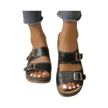 Imagem de Chinelos De Verão Femininos Com Plataforma Wedge, Ortopédicos, Abertos