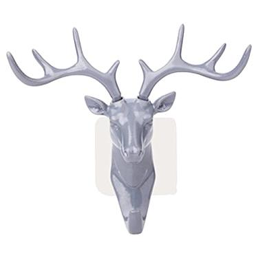 Imagem de Gancho em Forma de Veado Elk com Adesivo Alta Resistência sem Furar Parede para Montagem Porta Armário Banheiro Cozinha Quarto Toalha Chaves Uso Resid