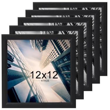 Imagem de KTKDE Conjunto de 5 porta-retratos de 30 x 30,5 cm, madeira preta, para pendurar na parede, melhor moldura quadrada para fotos, pôsteres e impressões de arte