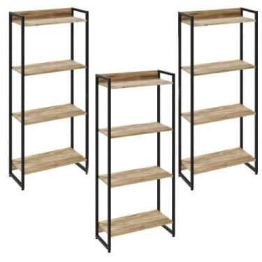 Imagem de Kit 3 Estantes Multiuso Escritório Industrial 4 Prateleiras Areta 145x
