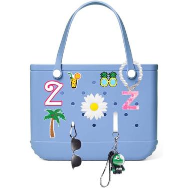 Imagem de Limotex 9 peças Bogg Bag Letras Berloques Acessórios - Inserção de Letras Acessórios Decorativos com Bolsa de Praia, Flores DIY Decoração Padrão de Praia com Bolsa Bogg para Mulheres Meninas (Z)