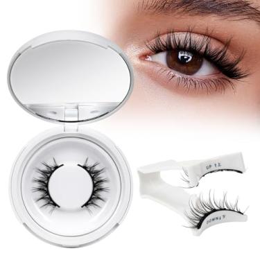 Imagem de QUEWEL Cílios magnéticos aparência natural, cílios magnéticos reutilizáveis com aplicador, kit de aglomerados de cílios sem necessidade de cola, fácil de usar e remover (D)