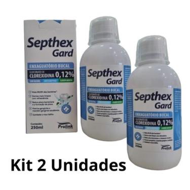 Imagem de Kit 02 enxaguante bucal clorexidina 0,12 septhex gard 250ml