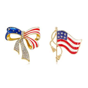 Imagem de Alfinetes de bandeira americana lapela para 4 de julho acessórios pinos dos EUA para terno 4 de julho roupas esmalte mapa americano broche broche vermelho branco e azul pinos patrióticos para mochilas