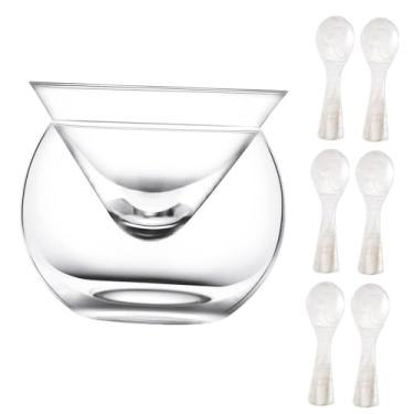 Imagem de ＫＬＫＣＭＳ Conjunto para servir caviar com travessa universal de vidro e suporte para gelo, ideal para servir bebidas alcoólicas, aperitivos e vinho.