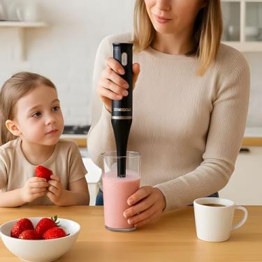 Imagem de Mixer Eletrico Copo 700ml 127V Batedor Triturador Alimentos Preparo Rapido Vitaminas Shakes Molhos Potente Portatil Velocidade Variavel Cozinha Pratica Sortdo Preto ou Branco