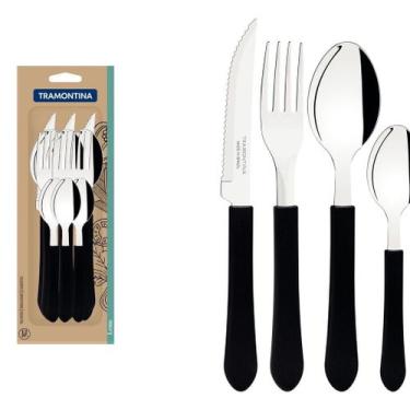 Imagem de Faqueiro / jogo talher com 12 peças tramontina preto - ctla, Preto, 12