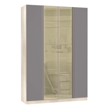 Imagem de Guarda Roupa Solteiro 4 Portas 3 Gavetas Prime Plus Com Vidro Reflecta 1,59 Cm Luciane Móveis