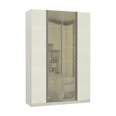 Imagem de Guarda Roupa Solteiro 4 Portas 3 Gavetas Prime Plus Com Vidro Reflecta 1,59 Cm Luciane Móveis