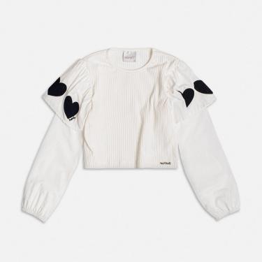 Imagem de Blusa Infantil Menina Manga longa Canelada com Corações Momi-Feminino