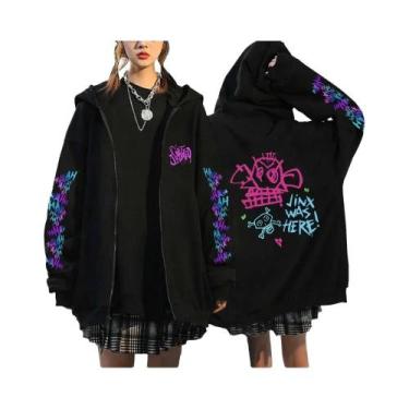 Imagem de Moletom Unissex Oversized Com Estampa De Graffiti Do Jinx Da Arcane, J