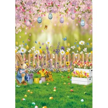 Imagem de Pano de fundo de primavera de Páscoa, ovos coloridos, decoração de jardim, decoração de festa de primavera, artigos para eventos de aniversário e Páscoa, acessórios para cabine de fotos, 1,8 x 2,8 m
