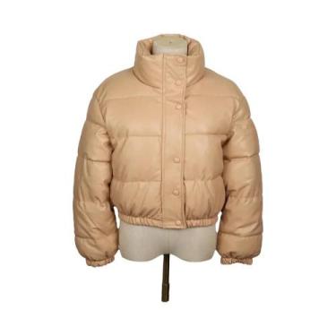 Imagem de Casaco Parka Feminino De Couro PU Preto Grosso E Quente, Jaqueta De In