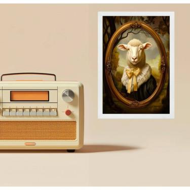 Imagem de Quadro Decorativo Ovelha - Retrato Antigo 33X24Cm