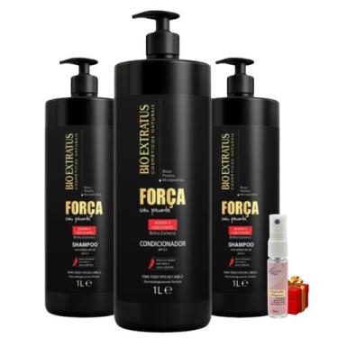 Imagem de Kit 2 Shampoo 1 Condicionador Força com Pimenta 1 litro Bio Extratus +