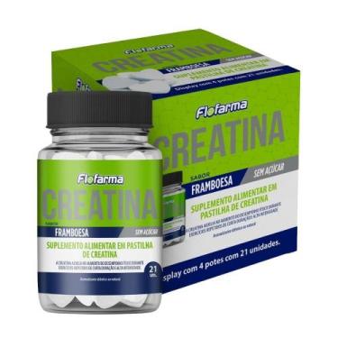 Imagem de Creatina Flofarma em Pastilha sem Açúcar Framboesa - 4 Embalagens com 