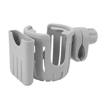 Imagem de Suporte de copo 2 em 1 para carrinho de bebê, multifuncional, universal, suporte para bebidas, com suporte para telefone, para carrinho de bicicleta, esteira, plástico abs (Cinza)