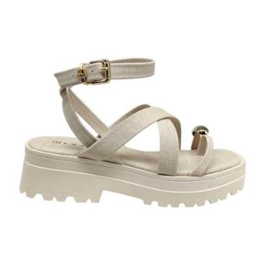 Imagem de Sandália Plataforma Sola Alta Fecho Calcanhar Com detalhe No Dedão Dourado Ramarim 2538204-Feminino