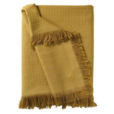 Imagem de Manta Xale de Sofá 150 cm x 210 cm 100% Algodão - - Dohler, Amarelo