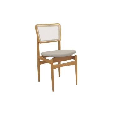 Imagem de Cadeira Cozinha Stela 1CMM013CA Premium Madeira Maciça 1 Un Carvalho/Linho Bege Argila/Tela Bege - Kappesberg