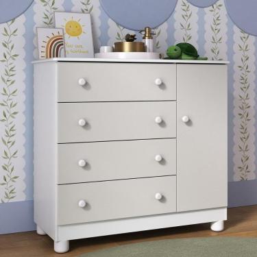 Imagem de Cômoda Infantil 95cm 1 Porta E 4 Gavetas Allegra Multimóveis Mp4444 Brancooff White Brancooff White
