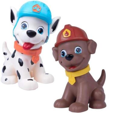 Imagem de Kit 2 Cachorro Vinil 25cm Esquadrão Pet Tipo Patrulha Canina - Superto