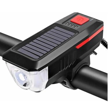 Imagem de Farol Para Bike Solar E Usb Led Recarregável Com Buzina 8528 NF - Lint