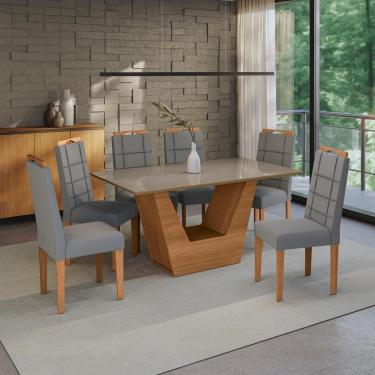 Imagem de Conjunto Sala de Jantar Verbana Kappesberg 6 Cadeiras Veludo Titanio