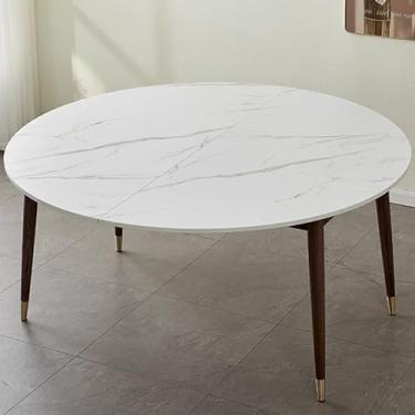 Imagem de Mesa de jantar grande de madeira maciça, mesa redonda dobrável resistente com conectores, mesa redonda dobrável para banquete e pátio (110 cm)