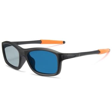 Imagem de Cyxus Óculos de sol fotocromáticos inteligentes de 0,1 segundo, masculino e feminino, com proteção UV com bloqueio de luz azul P1176, Lente azul 03, haste preta, M