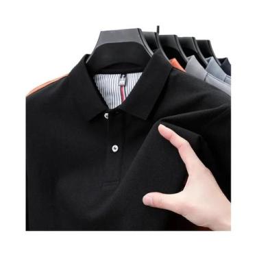 Imagem de Camisa Polo Masculina 100% Algodão De Manga Curta Verão Camiseta Listr