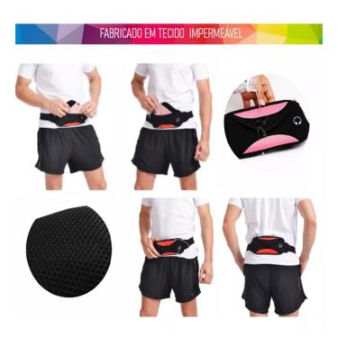 Imagem de Cinta Pochete Impermeável 2 Bolsos Vermelha CRS-1304 - Caerus