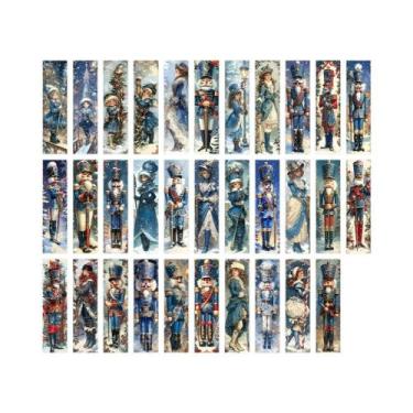 Imagem de Marcadores De Livro Vintage Azuis De Natal 32 Peças Com Design Quebra-