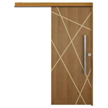 Imagem de Porta de Correr Agatha Trilho Embutir Pux. Tubolar Cromado 1.20 x 2.10