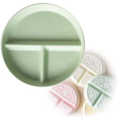 Imagem de Placas de cerâmica com divisórias esculpidas para dieta bariátrica - 1 peça de prato de comida dividida com 3 compartimentos, ideal para controle nutricional e gerenciamento de porções