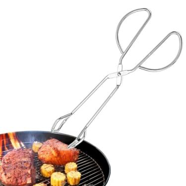Imagem de Pinça de churrasco para churrasqueira – tangas antiaderentes de aço inoxidável | Pinça para servir comida | para quintal, piquenique, acampamento, restaurante, hotel, padaria
