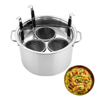 Imagem de Conjunto de panela de massa de aço inoxidável de grau comercial com inserção de filtro, panela de macarrão de 3/4/5 furos, tampa e vaporizador, ideal para cozinhar em casa, panela durável.