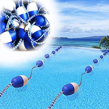 Imagem de Divisores de pista de piscina externa - corda flutuante anti-UV, 1 m, 5 m, 10 m linhas de pista de natação para corrida com bóias e ganchos - durável e seguro para piscinas