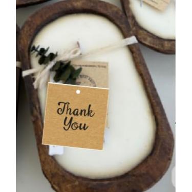 Imagem de JarThenaAMCS 12 tigelas de massa de madeira para fazer velas tigelas decorativas rústicas com etiqueta de agradecimento folhas de eucalipto para lembrancinhas de festa de casamento de aniversário