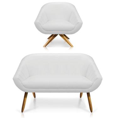 Imagem de Kit 01 Namoradeira 02 Lugares E 01 Poltrona Giratória Giovana Corino Branco