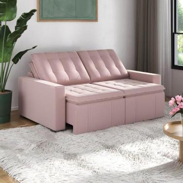 Imagem de Sofá Cama Retrátil e Reclinável 3 Lugares 200cm em Veludo Palmeira Cab