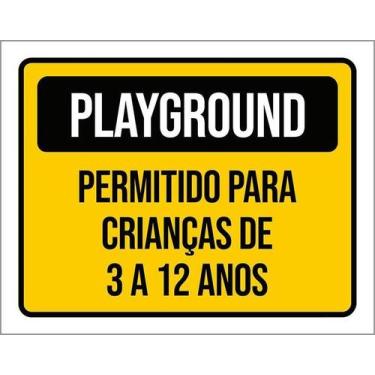 Imagem de Kit 5 Placa Acm Playground Permitido Crianças 3 12 18X23 - Sinalizo