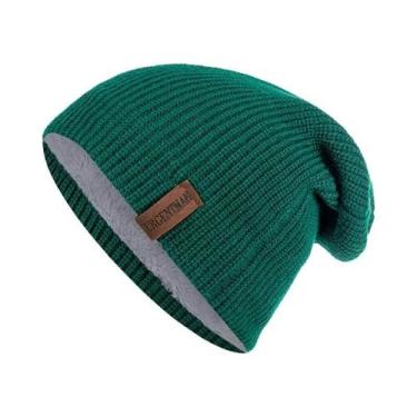 Imagem de Gorro De Inverno Unissex Forrado Com Pelúcia, Tricotado, Quente, Boné 